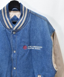 【ヴィンテージ古着】90's Tri-Mountain 中綿入り キルティングライナー デニムスタジャン