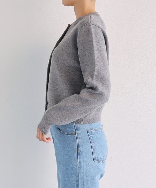 【新色追加】パールボタン無地ボーダー長袖ニットカーディガン(カーディガン/ボレロ)|andme(アンドミー)