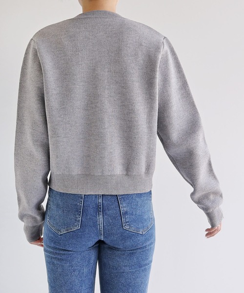 【新色追加】パールボタン無地ボーダー長袖ニットカーディガン(カーディガン/ボレロ)|andme(アンドミー)