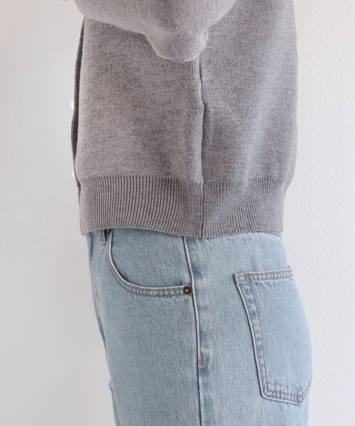 【新色追加】パールボタン無地ボーダー長袖ニットカーディガン(カーディガン/ボレロ)|andme(アンドミー)