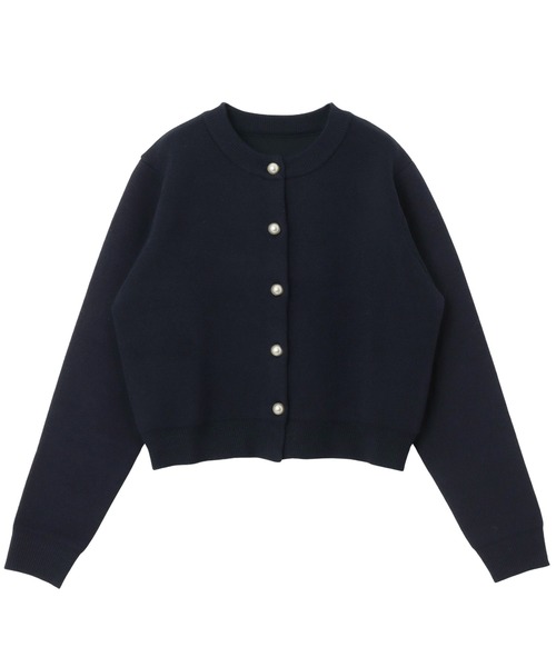 【新色追加】パールボタン無地ボーダー長袖ニットカーディガン(カーディガン/ボレロ)|andme(アンドミー)