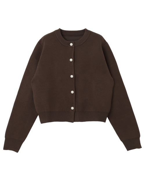 【新色追加】パールボタン無地ボーダー長袖ニットカーディガン(カーディガン/ボレロ)|andme(アンドミー)