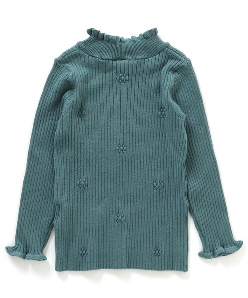 apres les cours（アプレレクール）の「【洗濯機で洗濯OK】お花フリルリブニット_ウォッシャブル（ニット/セーター・キッズ・チャコール/アイボリー/グリーン/ピンク・130/80/90/100/140/110/120）」の6枚目の写真