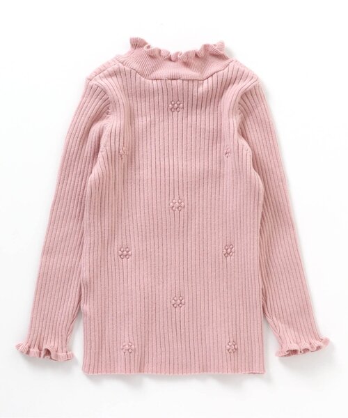 apres les cours（アプレレクール）の「【洗濯機で洗濯OK】お花フリルリブニット_ウォッシャブル（ニット/セーター・キッズ・チャコール/アイボリー/グリーン/ピンク・130/80/90/100/140/110/120）」の8枚目の写真