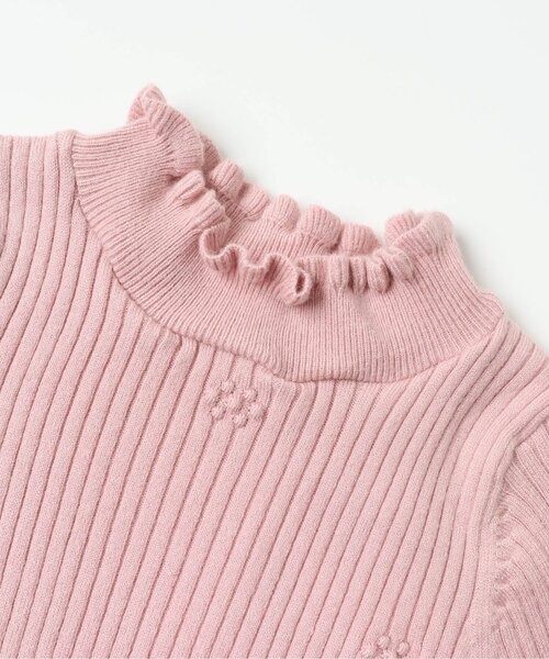 apres les cours（アプレレクール）の「【洗濯機で洗濯OK】お花フリルリブニット_ウォッシャブル（ニット/セーター・キッズ・チャコール/アイボリー/グリーン/ピンク・130/80/90/100/140/110/120）」の9枚目の写真