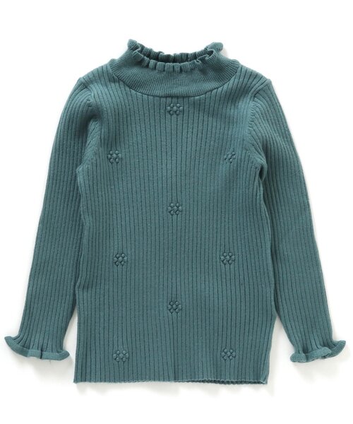 apres les cours（アプレレクール）の「【洗濯機で洗濯OK】お花フリルリブニット_ウォッシャブル（ニット/セーター・キッズ・チャコール/アイボリー/グリーン/ピンク・130/80/90/100/140/110/120）」の13枚目の写真