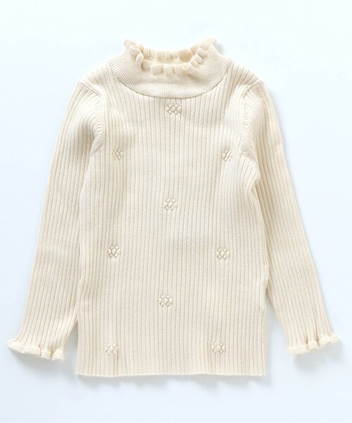 apres les cours（アプレレクール）の「【洗濯機で洗濯OK】お花フリルリブニット_ウォッシャブル（ニット/セーター・キッズ・チャコール/アイボリー/グリーン/ピンク・130/80/90/100/140/110/120）」の15枚目の写真