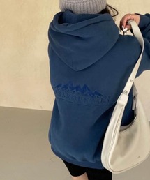 Dalfwin | 2022 AW 秋冬 韓国ファッション スウェット レディース ユニセックス 男女兼用 ペア 裏起毛あり　PARAMOUNTAIN刺繍ロゴフーディー パーカー オーバーサイズ ビッグシルエット(パーカー)