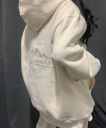 Dalfwin | 2022 AW 秋冬 韓国ファッション スウェット レディース ユニセックス 男女兼用 ペア 裏起毛あり　PARAMOUNTAIN刺繍ロゴフーディー パーカー オーバーサイズ ビッグシルエット(パーカー)