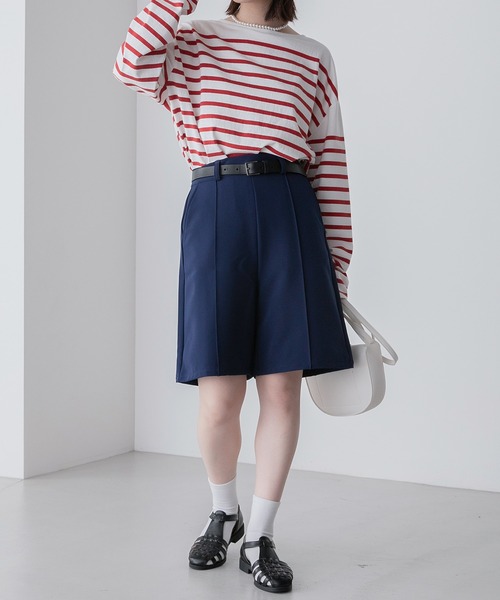 BONLECILL（ボンルシール）の「ピンタック イージーバミューダパンツ（その他パンツ・レディース・ネイビー/ベージュ/ブラック/カーキ/アイボリー/ブルー/チャコールグレー・M/L）」の20枚目の写真