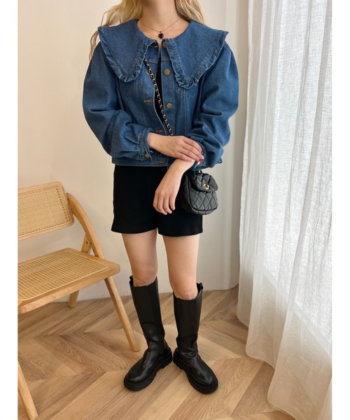 PHILLY(フィリー)の「フリルカラーショートデニムジャケット(デニムジャケット・レディース・ブルー・FREE)」の11枚目の写真