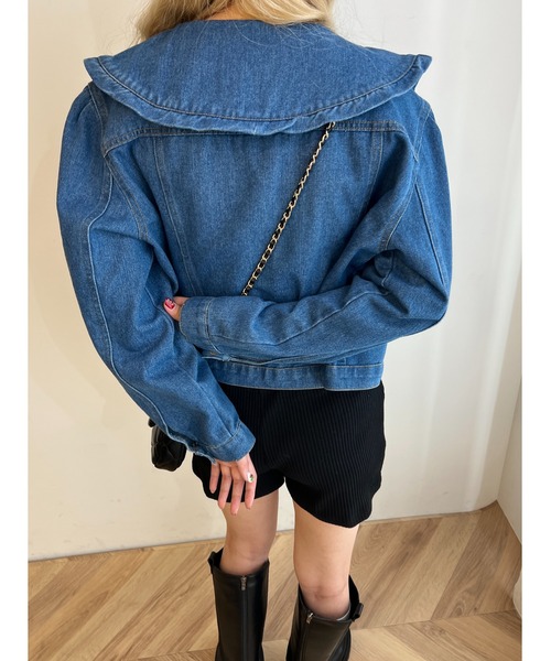 PHILLY(フィリー)の「フリルカラーショートデニムジャケット(デニムジャケット・レディース・ブルー・FREE)」の5枚目の写真