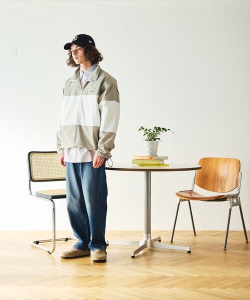 TOWNCRAFT（タウンクラフト）の「TOWN CRAFT/タウンクラフト 別注 パネルスタンドハーフジップブルゾン（ナイロンジャケット・メンズ・ネイビー/イエロー/グレー/ブラック/ホワイト・MEDIUM/LARGE）」の6枚目の写真