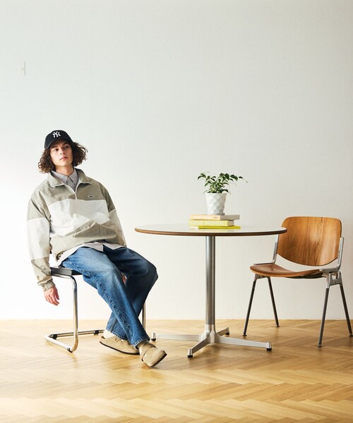 TOWNCRAFT（タウンクラフト）の「TOWN CRAFT/タウンクラフト 別注 パネルスタンドハーフジップブルゾン（ナイロンジャケット・メンズ・ネイビー/イエロー/グレー/ブラック/ホワイト・MEDIUM/LARGE）」の8枚目の写真