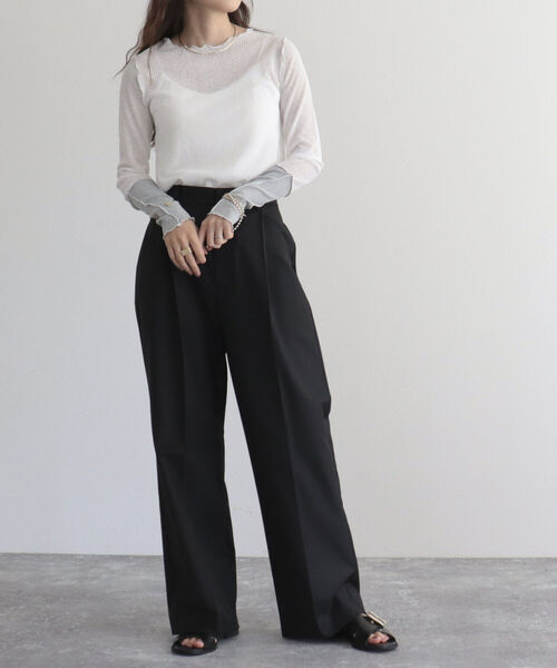 fredy emue（フレディエミュ）の「シアーテレコメロー配色プルオーバー（Tシャツ/カットソー・レディース・オフホワイト/サックスブルー/ブラック・38）」の10枚目の写真