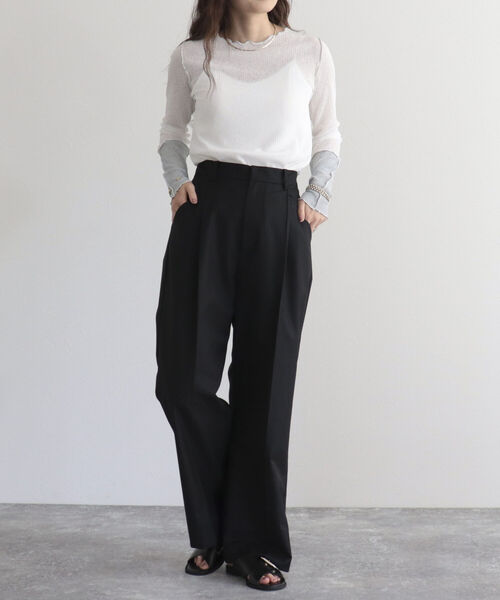 fredy emue（フレディエミュ）の「シアーテレコメロー配色プルオーバー（Tシャツ/カットソー・レディース・オフホワイト/サックスブルー/ブラック・38）」の17枚目の写真