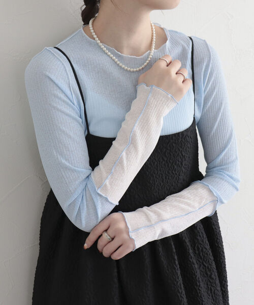 fredy emue（フレディエミュ）の「シアーテレコメロー配色プルオーバー（Tシャツ/カットソー・レディース・オフホワイト/サックスブルー/ブラック・38）」の21枚目の写真