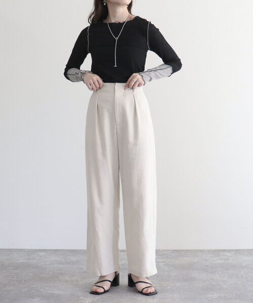 fredy emue（フレディエミュ）の「シアーテレコメロー配色プルオーバー（Tシャツ/カットソー・レディース・オフホワイト/サックスブルー/ブラック・38）」の16枚目の写真