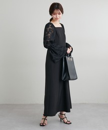 natural couture | お家で洗える/WEB限定サイズあり/osono袖ジャガードお上品ワンピース(ワンピース)