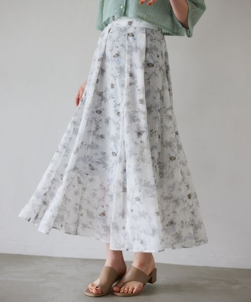 mysty woman(ミスティウーマン)の「アソート柄フレアスカート 197729(スカート・レディース・アイボリー/ホワイト系1/ブラック系1/グレー系/ベージュ系1/ベージュ系2/イエロー系1/イエロー/ホワイト系その他/イエロー系その他・FREE)」の6枚目の写真