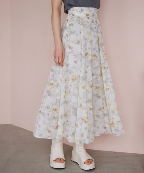 mysty woman(ミスティウーマン)の「アソート柄フレアスカート 197729(スカート・レディース・アイボリー/ホワイト系1/ブラック系1/グレー系/ベージュ系1/ベージュ系2/イエロー系1/イエロー/ホワイト系その他/イエロー系その他・FREE)」の10枚目の写真