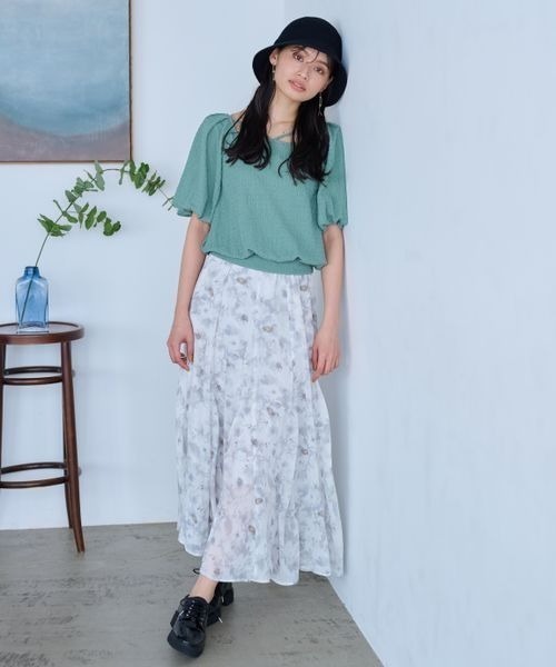 mysty woman(ミスティウーマン)の「アソート柄フレアスカート 197729(スカート・レディース・アイボリー/ホワイト系1/ブラック系1/グレー系/ベージュ系1/ベージュ系2/イエロー系1/イエロー/ホワイト系その他/イエロー系その他・FREE)」の13枚目の写真