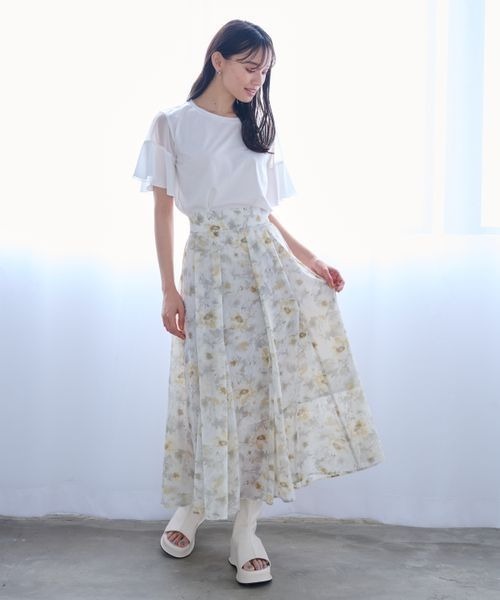 mysty woman(ミスティウーマン)の「アソート柄フレアスカート 197729(スカート・レディース・アイボリー/ホワイト系1/ブラック系1/グレー系/ベージュ系1/ベージュ系2/イエロー系1/イエロー/ホワイト系その他/イエロー系その他・FREE)」の12枚目の写真