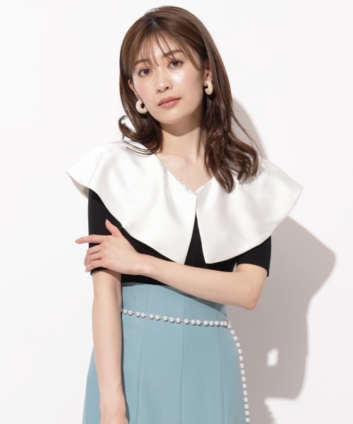 AND COUTURE（アンドクチュール）の「BIGカラー5分袖ニット（ニット