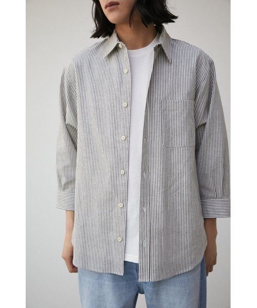 AZUL by moussy(アズールバイマウジー)の「RELATECH LINEN MIX 3/4 SHIRT/リラテックリネンミックス3/4シャツ(シャツ/ブラウス・メンズ・ブルー/ブラック系その他/グリーン系その他/ホワイト/グレー・LARGE/MEDIUM)」の3枚目の写真