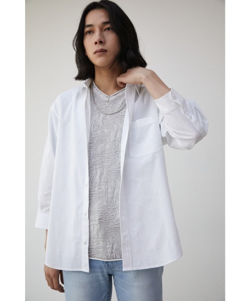 AZUL by moussy(アズールバイマウジー)の「RELATECH LINEN MIX 3/4 SHIRT/リラテックリネンミックス3/4シャツ(シャツ/ブラウス・メンズ・ブルー/ブラック系その他/グリーン系その他/ホワイト/グレー・LARGE/MEDIUM)」の6枚目の写真