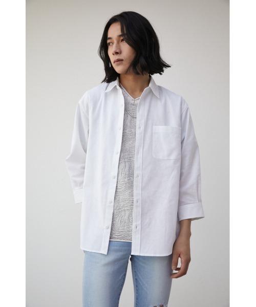 AZUL by moussy(アズールバイマウジー)の「RELATECH LINEN MIX 3/4 SHIRT/リラテックリネンミックス3/4シャツ(シャツ/ブラウス・メンズ・ブルー/ブラック系その他/グリーン系その他/ホワイト/グレー・LARGE/MEDIUM)」の7枚目の写真