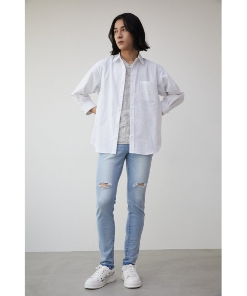 AZUL by moussy(アズールバイマウジー)の「RELATECH LINEN MIX 3/4 SHIRT/リラテックリネンミックス3/4シャツ(シャツ/ブラウス・メンズ・ブルー/ブラック系その他/グリーン系その他/ホワイト/グレー・LARGE/MEDIUM)」の8枚目の写真