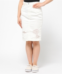 Denime | CLASH WHITE DENIM MID SKIRT(デニムスカート)