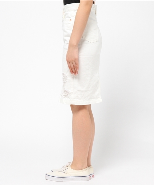 Denime(ドゥニーム)の「CLASH WHITE DENIM MID SKIRT/クラッシュホワイトデニムスカート(デニムスカート・レディース・ホワイト・SMALL/X-SMALL/MEDIUM)」の3枚目の写真