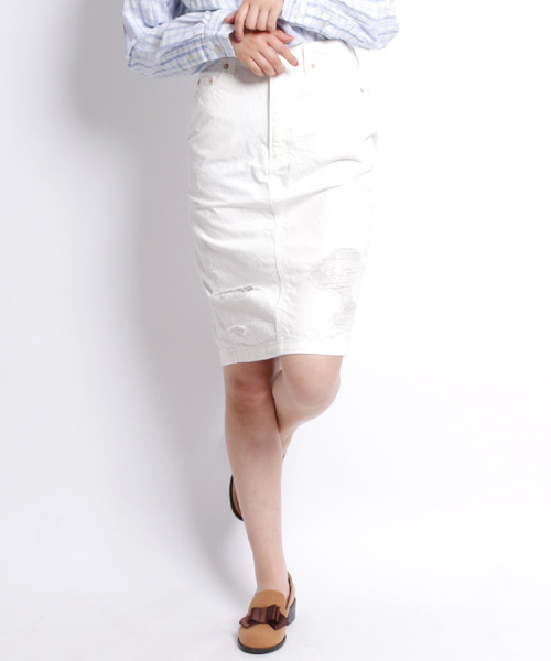 Denime(ドゥニーム)の「CLASH WHITE DENIM MID SKIRT/クラッシュホワイトデニムスカート(デニムスカート・レディース・ホワイト・SMALL/X-SMALL/MEDIUM)」の19枚目の写真