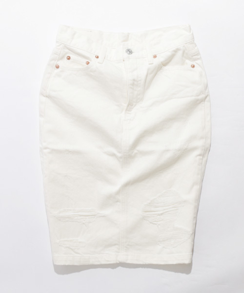 Denime(ドゥニーム)の「CLASH WHITE DENIM MID SKIRT/クラッシュホワイトデニムスカート(デニムスカート・レディース・ホワイト・SMALL/X-SMALL/MEDIUM)」の16枚目の写真