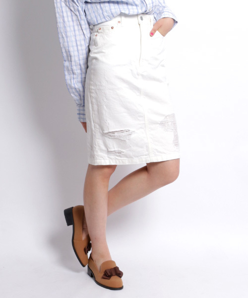 Denime(ドゥニーム)の「CLASH WHITE DENIM MID SKIRT/クラッシュホワイトデニムスカート(デニムスカート・レディース・ホワイト・SMALL/X-SMALL/MEDIUM)」の13枚目の写真