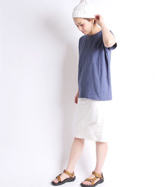 Denime(ドゥニーム)の「CLASH WHITE DENIM MID SKIRT/クラッシュホワイトデニムスカート(デニムスカート・レディース・ホワイト・SMALL/X-SMALL/MEDIUM)」の15枚目の写真