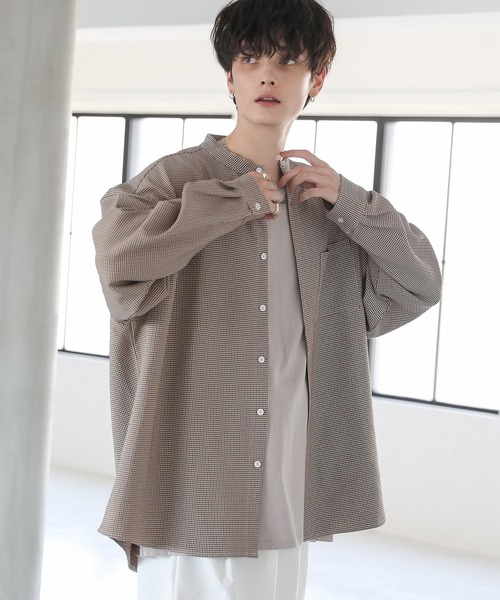 ETELIO（エテリオ）の「ルーズシルエット長袖バンドカラーシャツ（シャツ/ブラウス・メンズ・アイボリー/ブラック/ブルー/グレー/ブラウン系/ホワイト系・L/S/M）」の5枚目の写真