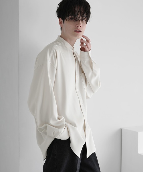ETELIO（エテリオ）の「ルーズシルエット長袖バンドカラーシャツ（シャツ/ブラウス・メンズ・アイボリー/ブラック/ブルー/グレー/ブラウン系/ホワイト系・L/S/M）」の19枚目の写真