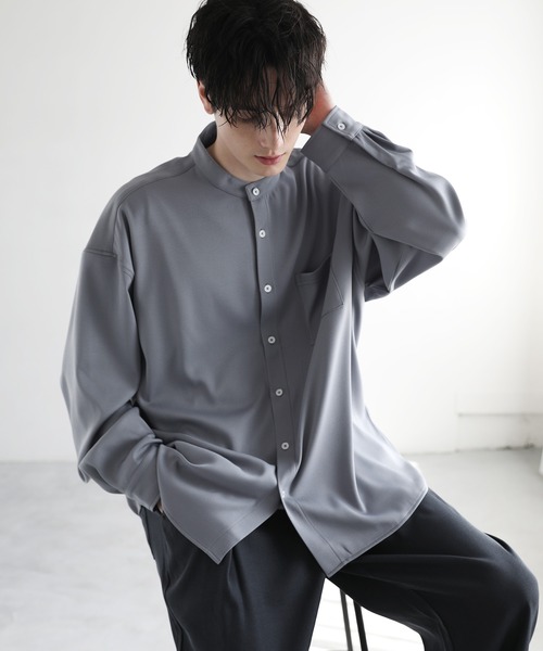 ETELIO（エテリオ）の「ルーズシルエット長袖バンドカラーシャツ（シャツ/ブラウス・メンズ・アイボリー/ブラック/ブルー/グレー/ブラウン系/ホワイト系・L/S/M）」の11枚目の写真