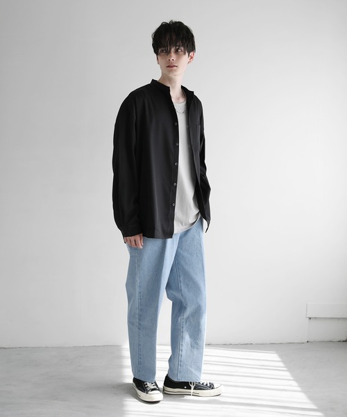 ETELIO（エテリオ）の「ルーズシルエット長袖バンドカラーシャツ（シャツ/ブラウス・メンズ・アイボリー/ブラック/ブルー/グレー/ブラウン系/ホワイト系・L/S/M）」の8枚目の写真