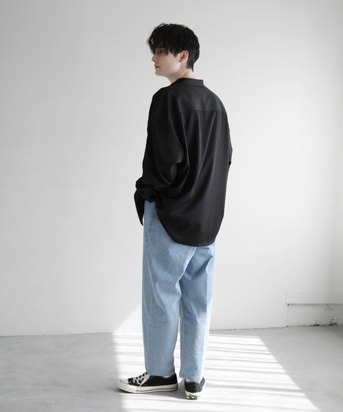 ETELIO（エテリオ）の「ルーズシルエット長袖バンドカラーシャツ（シャツ/ブラウス・メンズ・アイボリー/ブラック/ブルー/グレー/ブラウン系/ホワイト系・L/S/M）」の10枚目の写真