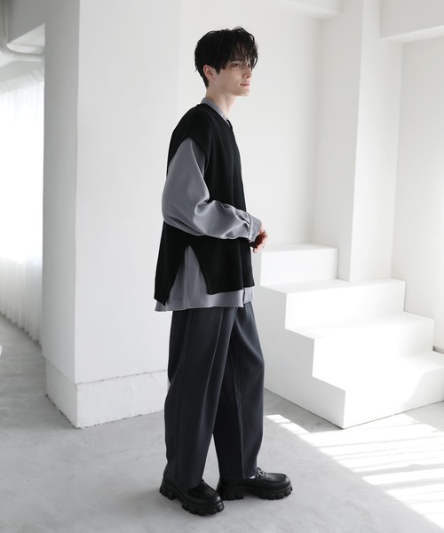 ETELIO（エテリオ）の「ルーズシルエット長袖バンドカラーシャツ（シャツ/ブラウス・メンズ・アイボリー/ブラック/ブルー/グレー/ブラウン系/ホワイト系・L/S/M）」の15枚目の写真