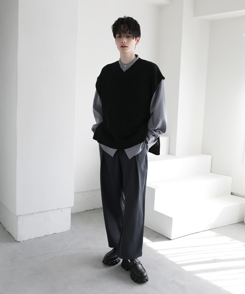 ETELIO（エテリオ）の「ルーズシルエット長袖バンドカラーシャツ（シャツ/ブラウス・メンズ・アイボリー/ブラック/ブルー/グレー/ブラウン系/ホワイト系・L/S/M）」の16枚目の写真