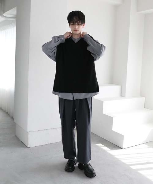 ETELIO（エテリオ）の「ルーズシルエット長袖バンドカラーシャツ（シャツ/ブラウス・メンズ・アイボリー/ブラック/ブルー/グレー/ブラウン系/ホワイト系・L/S/M）」の17枚目の写真