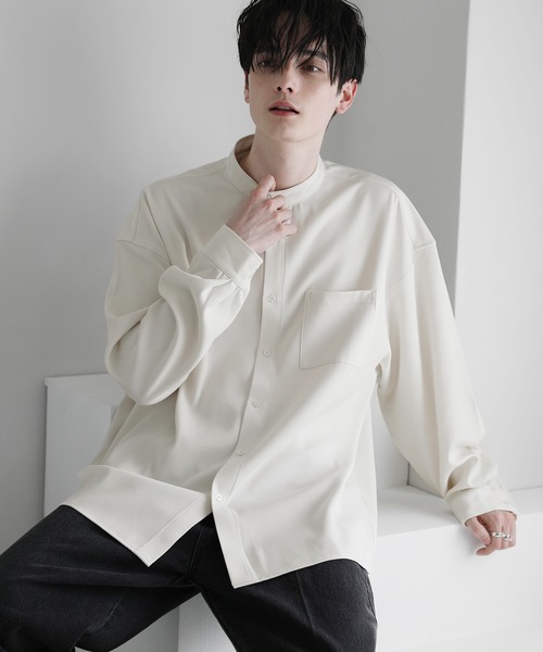 ETELIO（エテリオ）の「ルーズシルエット長袖バンドカラーシャツ（シャツ/ブラウス・メンズ・アイボリー/ブラック/ブルー/グレー/ブラウン系/ホワイト系・L/S/M）」の21枚目の写真