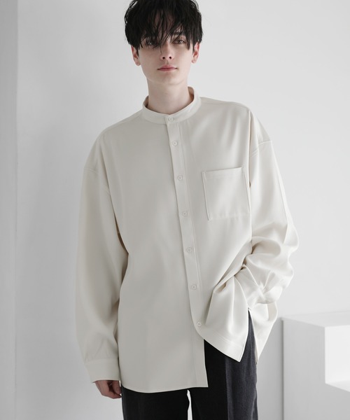 ETELIO（エテリオ）の「ルーズシルエット長袖バンドカラーシャツ（シャツ/ブラウス・メンズ・アイボリー/ブラック/ブルー/グレー/ブラウン系/ホワイト系・L/S/M）」の20枚目の写真