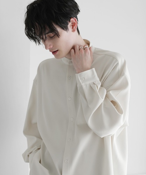 ETELIO（エテリオ）の「ルーズシルエット長袖バンドカラーシャツ（シャツ/ブラウス・メンズ・アイボリー/ブラック/ブルー/グレー/ブラウン系/ホワイト系・L/S/M）」の22枚目の写真
