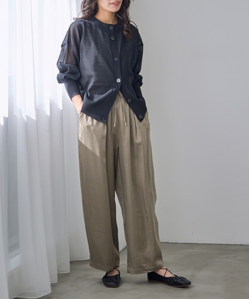 for/c（フォーシー）の「[新色追加]シアーニットクルーネックカーディガン【サスティナブル】（カーディガン/ボレロ・レディース・イエロー/ホワイト/ブラック/オレンジ/チャコールグレー/ライトブルー/ネイビー/ピンク・LL/M/L）」の18枚目の写真